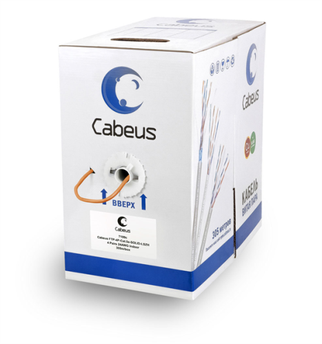 Cabeus FTP-4P-Cat.5e-SOLID-LSZH Кабель витая пара экранированная FTP (F/ UTP), категория 5e, 4 пары (24 AWG), экран - фольга, LSZH, нг(А)-HF, 305 м
