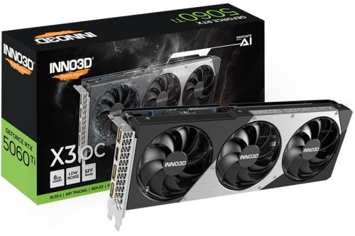 Видеокарта INNO3D RTX 5060 Ti X3 OC/ / RTX5060Ti, HDMI, DP*3, 8G,D7 (N506T3-08D7X-193075L)