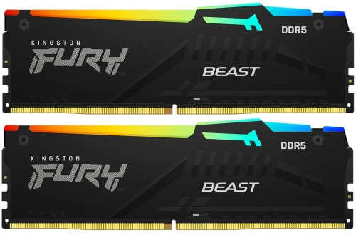 Оперативная память Kingston 64GB 5600MT/ s DDR5 CL40 DIMM (Kit of 2) FURY Beast RGB (KF556C40BB2AK2-64)