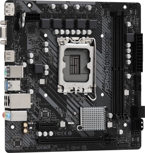 Материнская плата ASROCK H610M-HDV, LGA1700, H610, 2*DDR4, 4*SATA, 2*USB 3.2, 4*USB 2.0, 1*PCIx16, 1*PCIx1, D-Sub+HDMI+DP, mATX фото 3