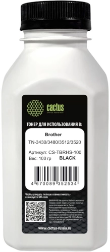 Тонер Cactus CS-TBRHS-100 черный флакон 100гр. для принтера Brother TN-3430/3480/3512/3520