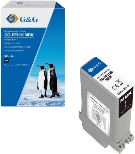 G&G toner-cartridge for Canon imagePROGRAF TM-200/ 205/ 300/ 305/ 250/ 255/ 350/ 355PFI-120MBK 130ml With Chip гарантия 36 мес. (GG-PFI120MBK)