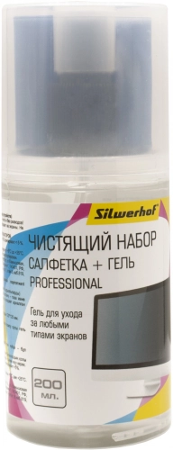 Чистящий набор (салфетка + гель) Silwerhof для экранов и оптики 200мл (1937811) (1937811#MLN)