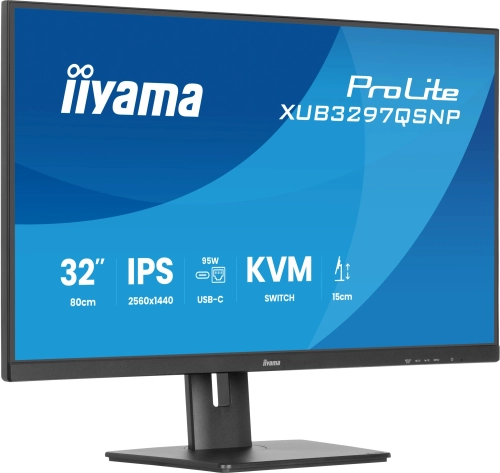 Монитор Iiyama 32 ProLite XUB3297QSNP-B1 черный IPS LED 1ms 16:9 HDMI M/M матовая HAS Piv 1000:1 350cd 178гр/178гр 2560x1440 100Hz DP Quad 2K (1440p) USB 9.5кг фото 2