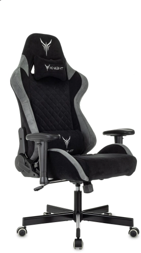 Кресло игровое Knight Regal Fabric черный/ серый искусственная замша с подголов. крестов. металл (KNIGHT REGAL FABR-B)