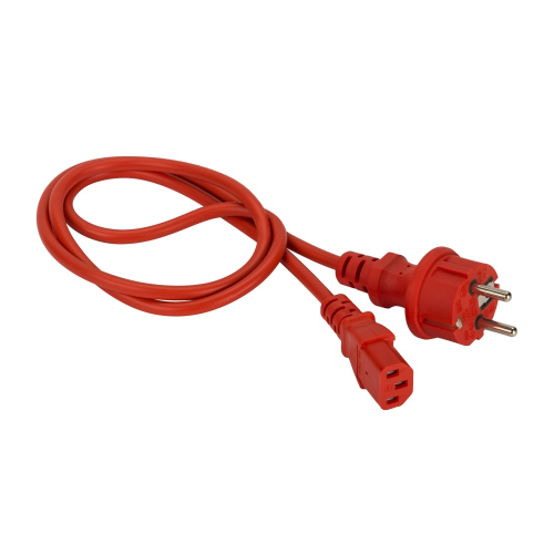 Шнур питания C13-Schuko, 3х0.75, 220В, 10А, красный, 0.5 метра LAN-PP13/SH-0.5-RD
