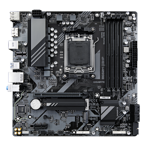 Материнская плата/ MB GIGABYTE AMD B650 sAM5, 4xDDR5(192GB), HDMI 2.1/2xDP, 1xPCIe 4.0x16, 1xPCIe 3.0, 1xLAN (2.5GbE), 4xSATA 6Gb/s, 2xM.2, 1xUSB-C, 3xUSB 3.2, 4xUSB 2.0, 1xPS/2, mATX (B650M D3HP)