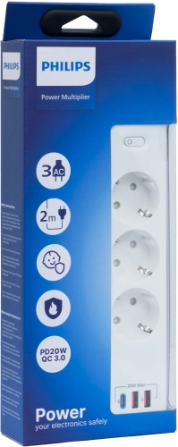Сетевой фильтр Philips CHP4336WB/ 51 3м (3 розетки) белый (коробка) (CHP4336WB/51) фото 2