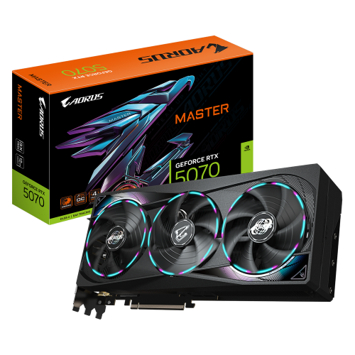 Видеокарта Gigabyte RTX5070 MASTER 12GB GDDR7 192bit 3xDP HDMI 3FAN RTL (GV-N5070AORUS M-12GD)