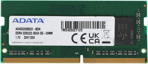 Память DDR4 8Gb 3200MHz A-Data AD4S32008G22-BGN OEM PC4-25600 CL22 SO-DIMM 260-pin 1.2В single rank OEM