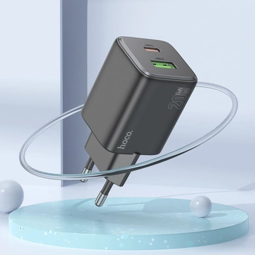 Сетевое зар./ устр. Hoco N41 Almighty Black 20W 3A (PD+QC+AFC) USB-A/ Type-C черный