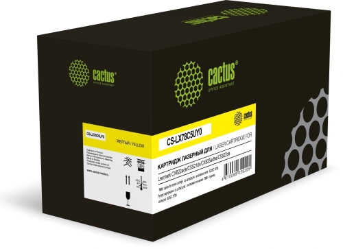 Картридж лазерный Cactus CS-LX78C5UY0 78C5UY0/78C5UYE желтый (7000стр.) для Lexmark CX421/CX622ade/CS521dn/CX625adhe/CS622de с чипом