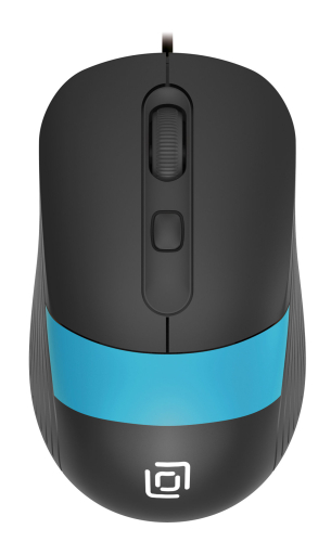 Мышь Оклик 310M черный/ синий оптическая (2400dpi) USB для ноутбука (3but) (1869099)