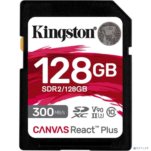 Карта памяти Kingston 128GB Canvas React Plus SDXC UHS-II 300R/ 260W U3 V90 (SDR2/ 128GB) (SDR2/128GB)