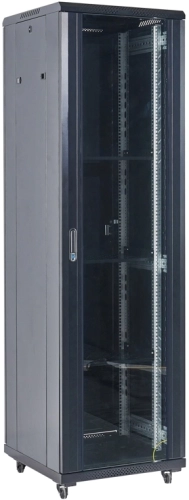 Rexant (04-1866-212) Напольный шкаф 19 18U 600х600х987 (ШхГхВ), дверь стекло, металлическая задняя дверь, боковые съемные стенки, RAL 9005