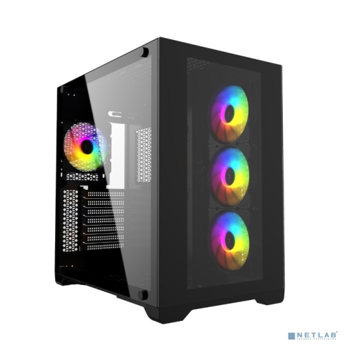 Powercase Vision Black, Tempered Glass, 4х 120mm 5-color fan, чёрный, ATX (CVBA-L4) (PC_CVBA_L4)