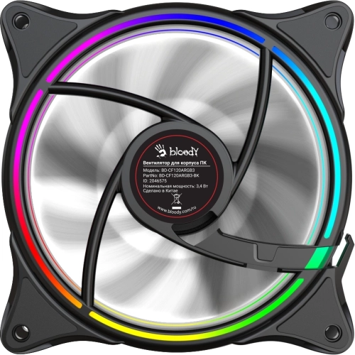 Вентилятор для корпуса Bloody BD-CF120ARGB3 ARGB 120х120x25 черный 4-pin 26дБ (BD-CF120ARGB3-BK) Ret фото 6