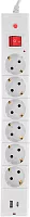 Сетевой фильтр Buro BU-SP3_USB_2A-W 3м (6 розеток) белый (коробка)