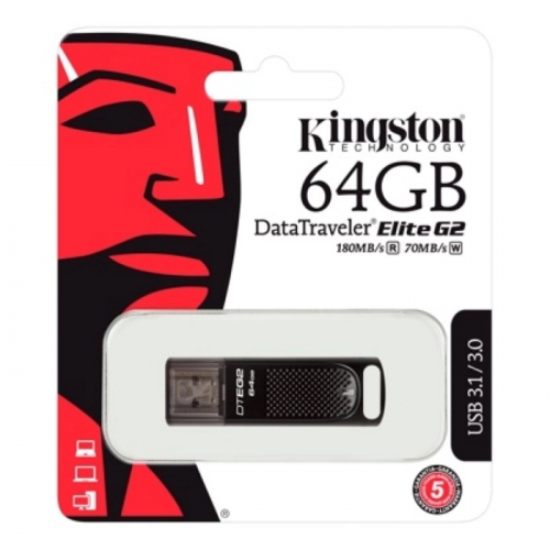 Флеш накопитель Kingston 64GB DataTraveler Elite G2 USB 3.1 Gen 1 Black (DTEG2/64GB) фото 3