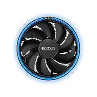 Кулер для процессора/ CPU Cooler PCCooler E126M B (92W, 4-pin PWM, 70mm, Al/Cu, -mm, Blue LED, 1x120mm, 56CFM, 26.5dBA, 1800RPM, S: 1700/1200/115X, AM5/AM4, black)