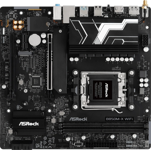 Материнская плата ASROCK B850M-X WIFI R2.0, AM5, B850, 2*DDR5, 4*SATA, 2*M.2, 2*USB 2.0, 3*USB 3.2, Type-C, 2*PCIx16, 1*M.2 (Key E), HDMI+DP, mATX