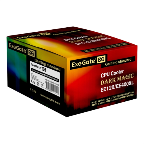 Exegate EX286157RUS Кулер ExeGate Dark Magic EE126R-PWM.RGB (Al black coating, 775/ 1150/ 1151/ 1155/ 1156/ 1200/ 1700/ A­M2/ AM2+/ AM3/ AM3+/ AM4/ FM1/ FM2/ 754/ 939/ 940 TDP 95W,Fan 120mm, PWM, 900-2000RPM,Hydro be фото 7