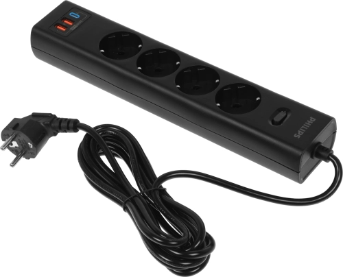 Сетевой фильтр Philips CHP8246BB/ 51 3м (4 розетки) черный (коробка) (CHP8246BB/51)