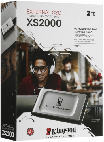 Твердотельный накопитель/ Kingston External SSD XS2000 BOC, 2000GB, Type-C, USB 3.2 Gen 2x2, R/ W 2000/ 2000MB/ s, IP55, 70x33x14mm, Silver (60 мес) (SXS2000/2000GA) фото 6