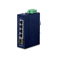 коммутатор/ PLANET IGS-510TF IP30 Compact size 4-Port 10/ 100/ 1000T + 1-Port 100/ 1000X SFP Gigabit Ethernet Switch (-40~75 degrees C, dual 9~48V DC/ 24V AC)