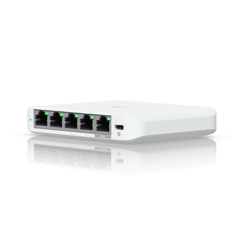 Коммутатор Ubiquiti UniFi Switch Flex Mini 2.5G Compact, 5-port 2.5G switch that can be powered with PoE or a USB-C adapter. (USW-FLEX-2.5G-5)