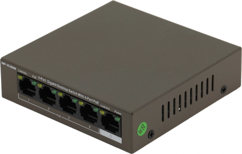 IP-COM G1105P-4-63W Коммутатор неуправляемый PoE, 5 портов, 5x1 Гбит/ с, PoE 4х58 Вт, настольный