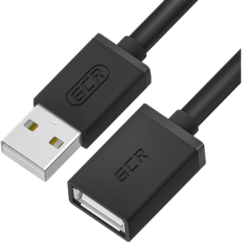 GCR Удлинитель 0.75m USB AM/ AF, черный, GCR-UEC6M-BB2S-0.75m