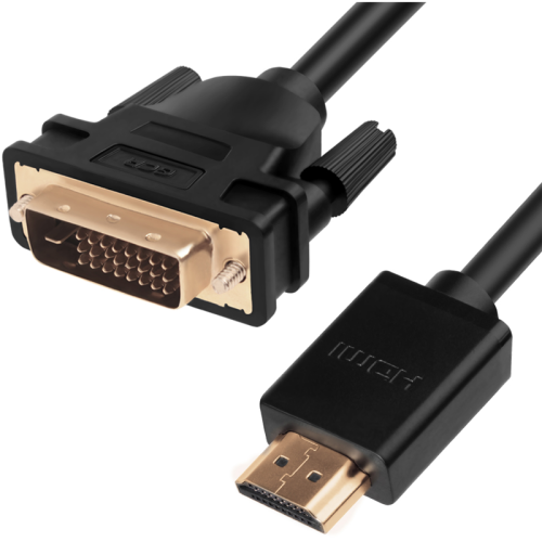 Greenconnect Кабель HDMI-DVI 1.8m черный, OD7.3mm, 28/ 28 AWG, позолоченные контакты, 19pin AM / 24+1M AM double link, тройной экран (GCR-HD2DVI1-1.8M)
