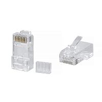 Коннектор Cabeus 8P8C-C6-TWP Коннектор RJ-45 под витую пару, категория 6, универсальный (для одножильного и многожильного кабеля), для проводников с толщиной по изоляции до 1,05 мм, со вставкой