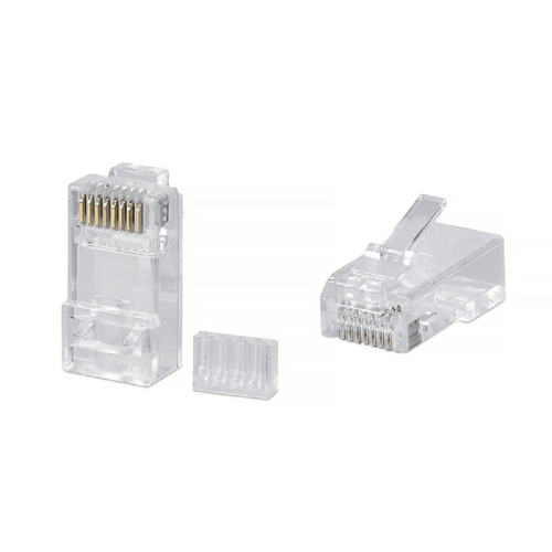 Коннектор Cabeus 8P8C-C6-TWP Коннектор RJ-45 под витую пару, категория 6, универсальный (для одножильного и многожильного кабеля), для проводников с толщиной по изоляции до 1,05 мм, со вставкой