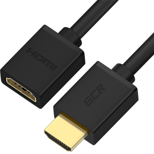 Greenconnect Удлинитель 5.0m v2.0 HDMI-HDMI черный, OD7.3mm, 28/28 AWG, позолоченные контакты, Ethernet 18.0 Гбит/с, 19M / 19F, тройной экран, GCR-51660