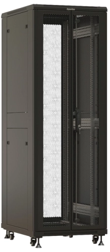 Шкаф серверный Hyperline (TTBR-3761-DD-RAL9004) напольный 37U 600x1000мм пер.дв.перфор.2ств. задн.дв.перфор.2-хст. направл.под закл.гайки 1000кг черный 910мм 1833мм IP20 сталь