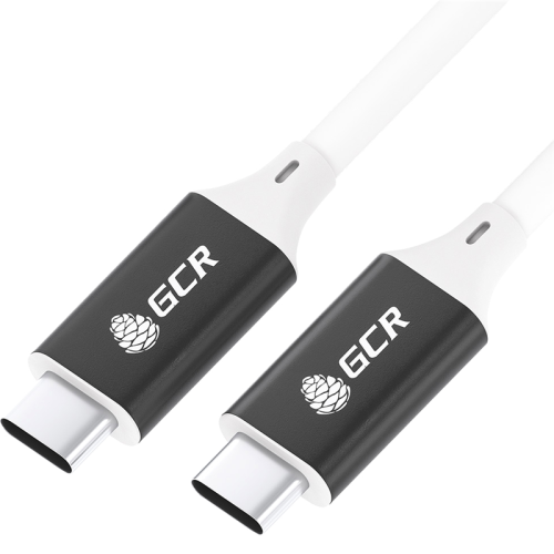 GCR Кабель USB 3.1 Type C-С 1.0m белый, 100W/20V/5A, M/M, TPE, AL сase черный, белый ПВХ, экран, армированный, GCR-50866