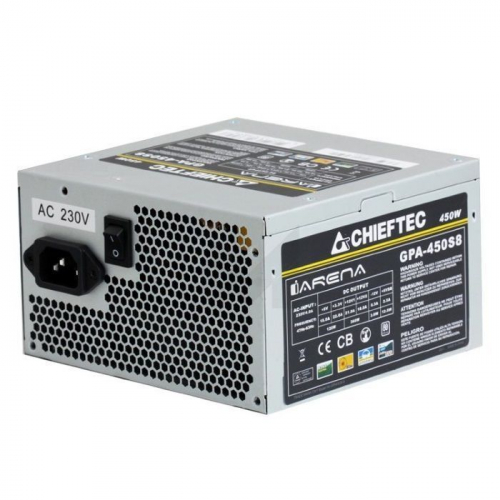Блок питания Chieftec GPA-450S8 450W v.2.3, A.PFC, 1x PCI-E (6+2-Pin), 3x SATA, 2x MOLEX, Fan 12cm