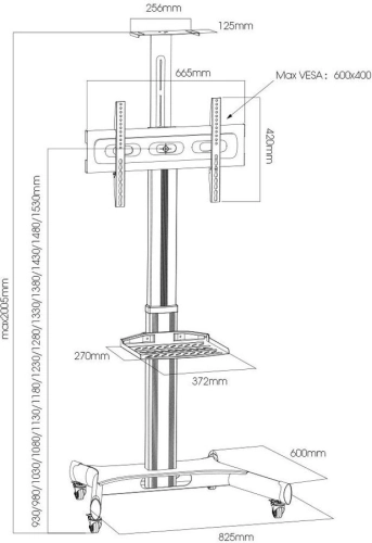 Мобильная стойка для ТВ ARM MEDIA PT-STAND-11 black (max VESA 600x400 мм., напольная, 32-65, max 40 кг) (10240)