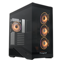 Корпус без блока питания/ Case HSPD F711, Panoramic Full Tower, Black, TG, 0.7 SPCC, 4x120mm ARGB ATX, mATX, mITX 190/ 420/ 280mm 2x2.5", 2x3.5", 7xPCI 1xUSB-A 3.0, 1xUSB-C 445x235x475mm (F711-TGBK- ARGB)