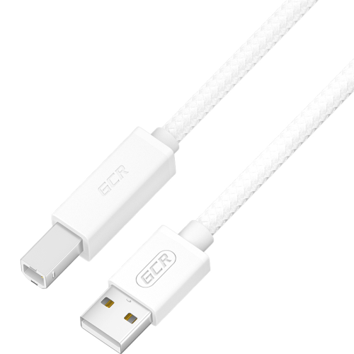 GCR Кабель Premium 1.0m USB 2.0, AM/BM, белый нейлон 28/24 AWG, экран, армированный, морозостойкий, GCR-54211