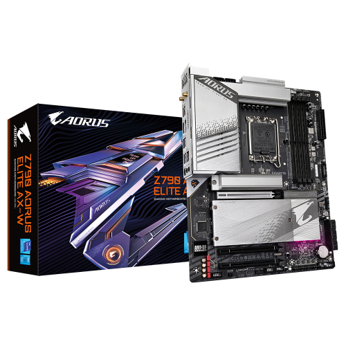 Материнская плата Gigabyte Z790 AORUS ELITE AX-W, Socket 1700, Intel®Z790, 4xDDR5-4800, HDMI+DP, 3xPCI-Ex16, 6xSATA3(RAID 0/1/5/10), 4xM.2, 8Ch Audio, 1x2.5GbLan, WiFi, (4+4)xUSB2.0, (5+2)xUSB3.2, (1+1)xUSB3.2 Type-C™, ATX, RTL