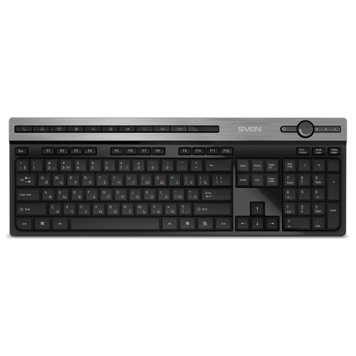 SVEN KB-E5500W Клавиатура беспроводная чёрная (USB, 104 кл, 1 х АА) (SV-021931)