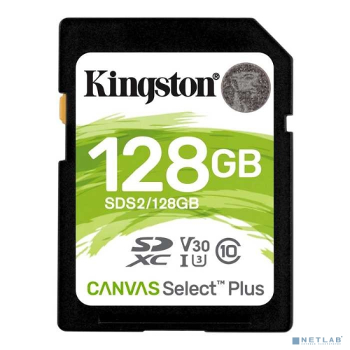 Карта памяти Kingston 128GB SDXC Canvas Select Plus 100R C10 UHS-I U3 V30 (SDS2/ 128GB) (SDS2/128GB)