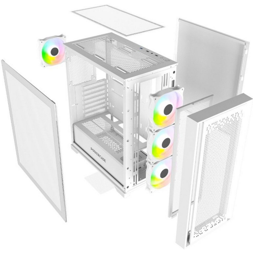 Powercase ByteFlow White, Tempered Glass, 4x 120mm ARGB fans, ARGB HUB, белый, ATX (CBFW-A4) фото 8