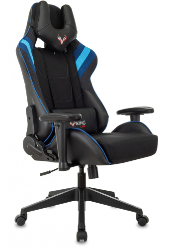 Кресло игровое Zombie VIKING 4 AERO черный/синий ткань/эко.кожа с подголов. крестов. пластик (VIKING 4 AERO BLUE)