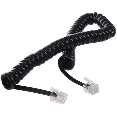Greenconnect Телефонный шнур витой для трубки 5.0m, RJ9 4P4C (джек) черный, GCR-50966