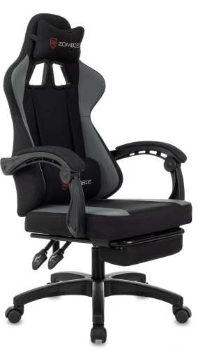 Кресло игровое Zombie Weaver черный/ серый с подголов. крестов. пластик подст.для ног пластик черный (ZOMBIE WEAVER G)