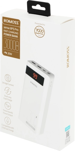 Мобильный аккумулятор Romoss Sense8PS Pro 30000mAh QC3.0/PD3.0 5A белый (6936857200963) фото 11